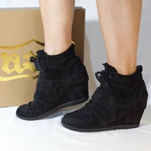 Black Suede Bowie Wedge Sneaker